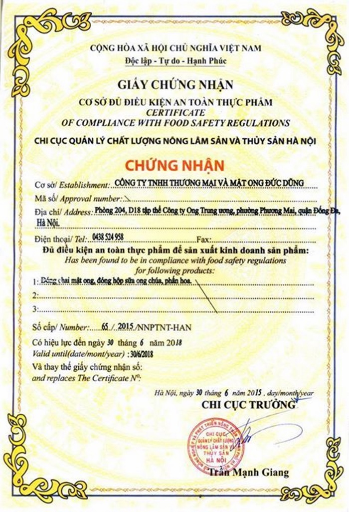 Cấp mới_Giấy chứng nhận cơ sở đủ điều kiện ATTP (TT47)