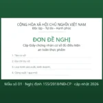 Mẫu đơn đề nghị cấp Giấy chứng nhận cơ sở đủ điều kiện an toàn thực phẩm 2026: cách điền & tải file