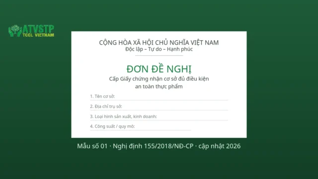 Mẫu đơn đề nghị cấp Giấy chứng nhận cơ sở đủ điều kiện an toàn thực phẩm 2026: cách điền & tải file