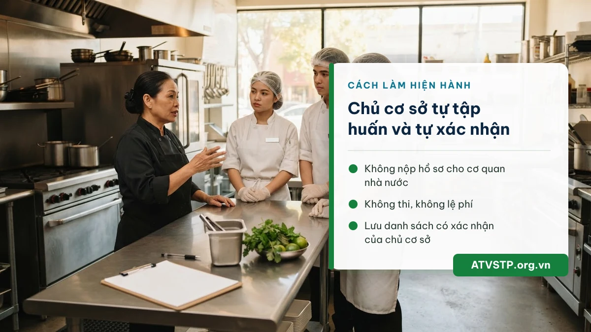 Chủ cơ sở tự tập huấn kiến thức an toàn thực phẩm cho nhân viên bếp