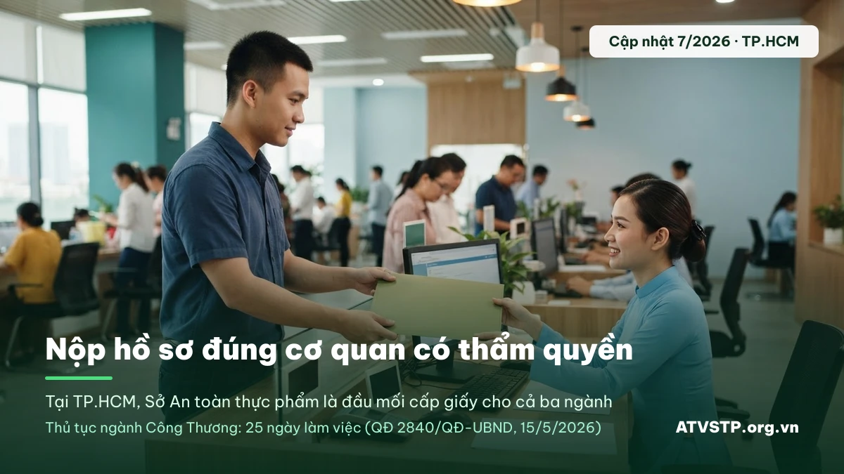 Nộp hồ sơ xin giấy chứng nhận an toàn thực phẩm đúng cơ quan tại TP.HCM Nộp hồ sơ xin giấy chứng nhận an toàn thực phẩm tại trung tâm phục vụ hành chính công TP.HCM