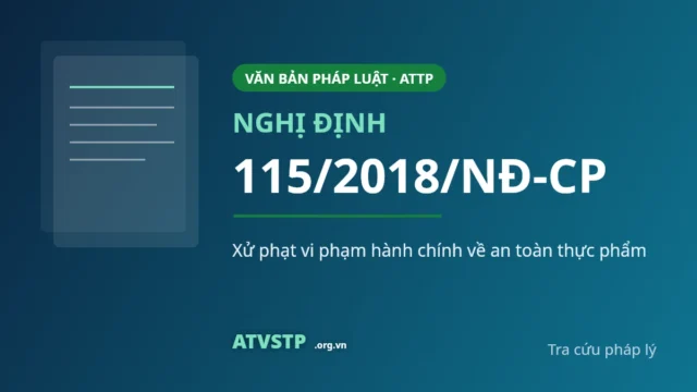 Nghị định 115/2018/NĐ-CP xử phạt vi phạm hành chính về an toàn thực phẩm