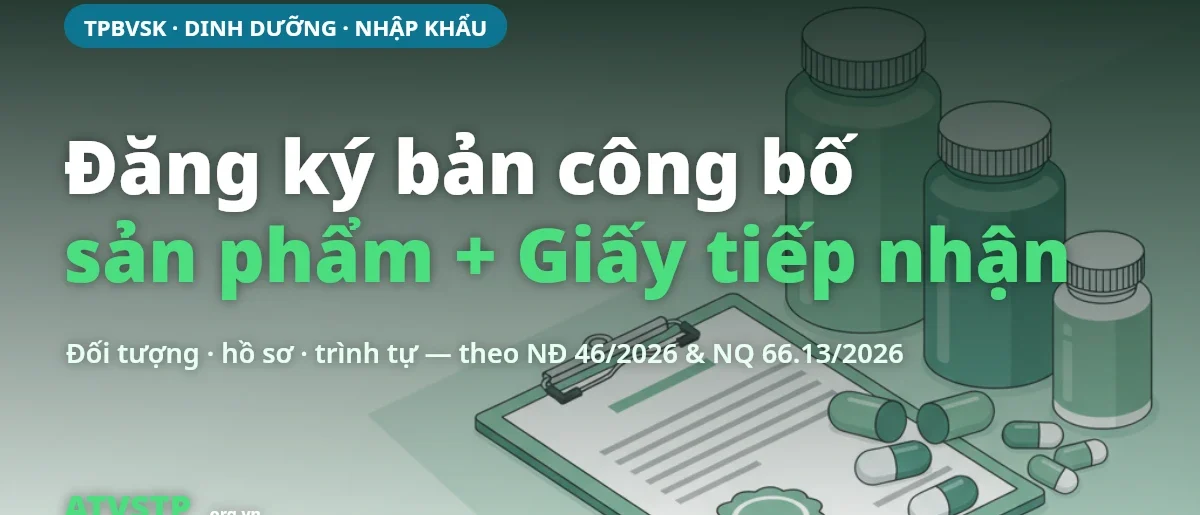 Đăng ký bản công bố sản phẩm 2026: TPBVSK, dinh dưỡng, nhập khẩu + Giấy tiếp nhận