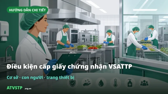 Điều kiện cấp giấy chứng nhận VSATTP: cơ sở, con người, trang thiết bị