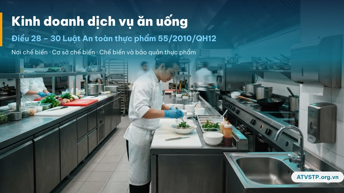 Điều kiện bảo đảm an toàn thực phẩm trong kinh doanh dịch vụ ăn uống theo Điều 28 đến Điều 30