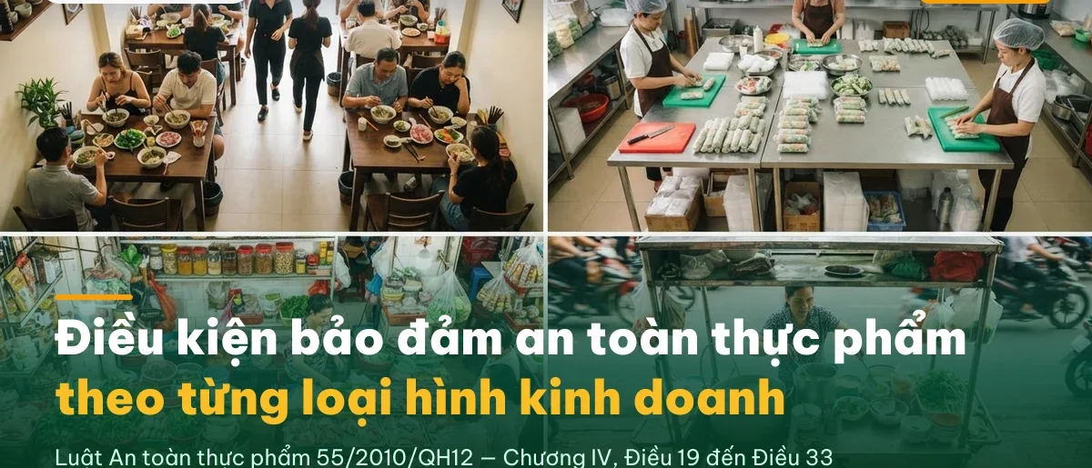 Điều kiện bảo đảm an toàn thực phẩm theo từng loại hình kinh doanh (2026)