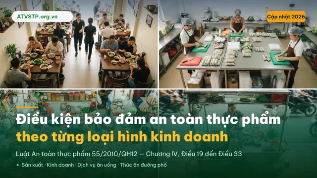 Điều kiện bảo đảm an toàn thực phẩm theo từng loại hình kinh doanh (2026)