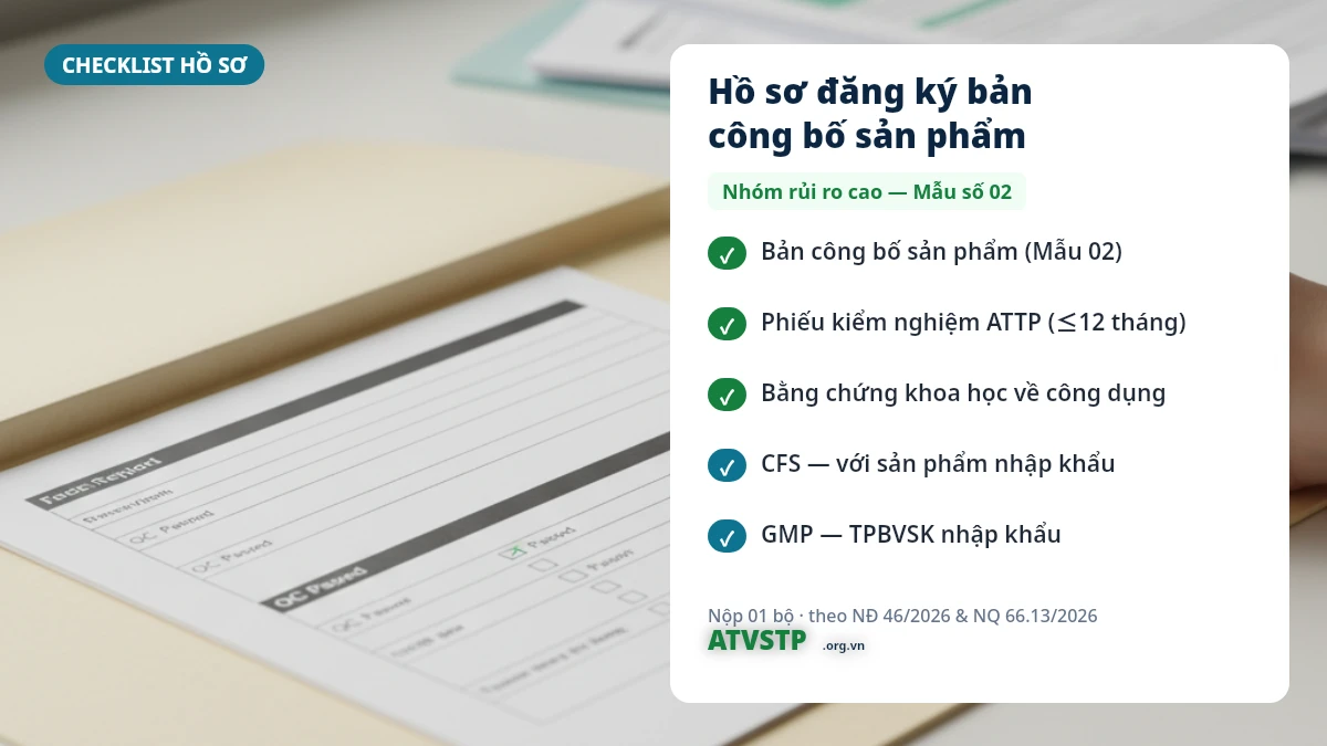 Checklist hồ sơ đăng ký bản công bố sản phẩm theo Mẫu số 02