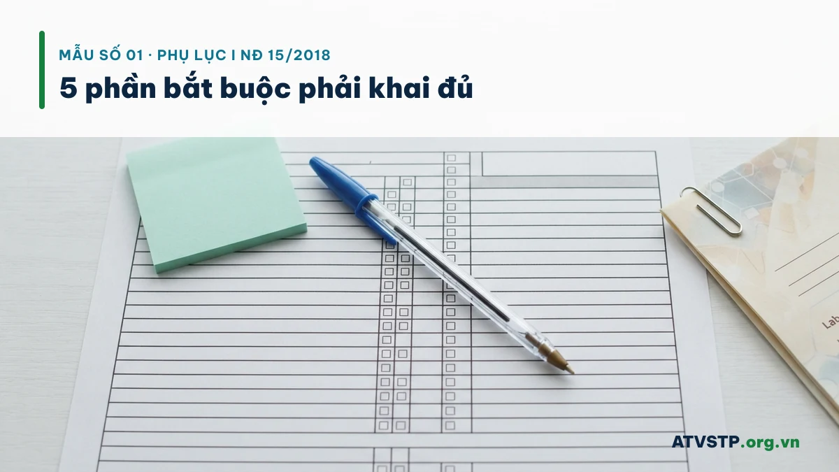 Mẫu số 01 Phụ lục I Nghị định 15/2018 - 5 phần bắt buộc của bản tự công bố sản phẩm