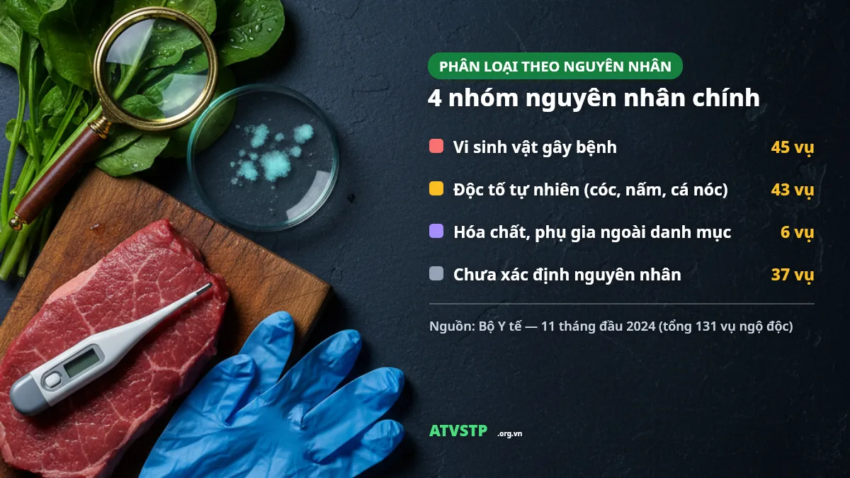 Bốn nhóm nguyên nhân chính dẫn đến mất vệ sinh an toàn thực phẩm theo thống kê 2024