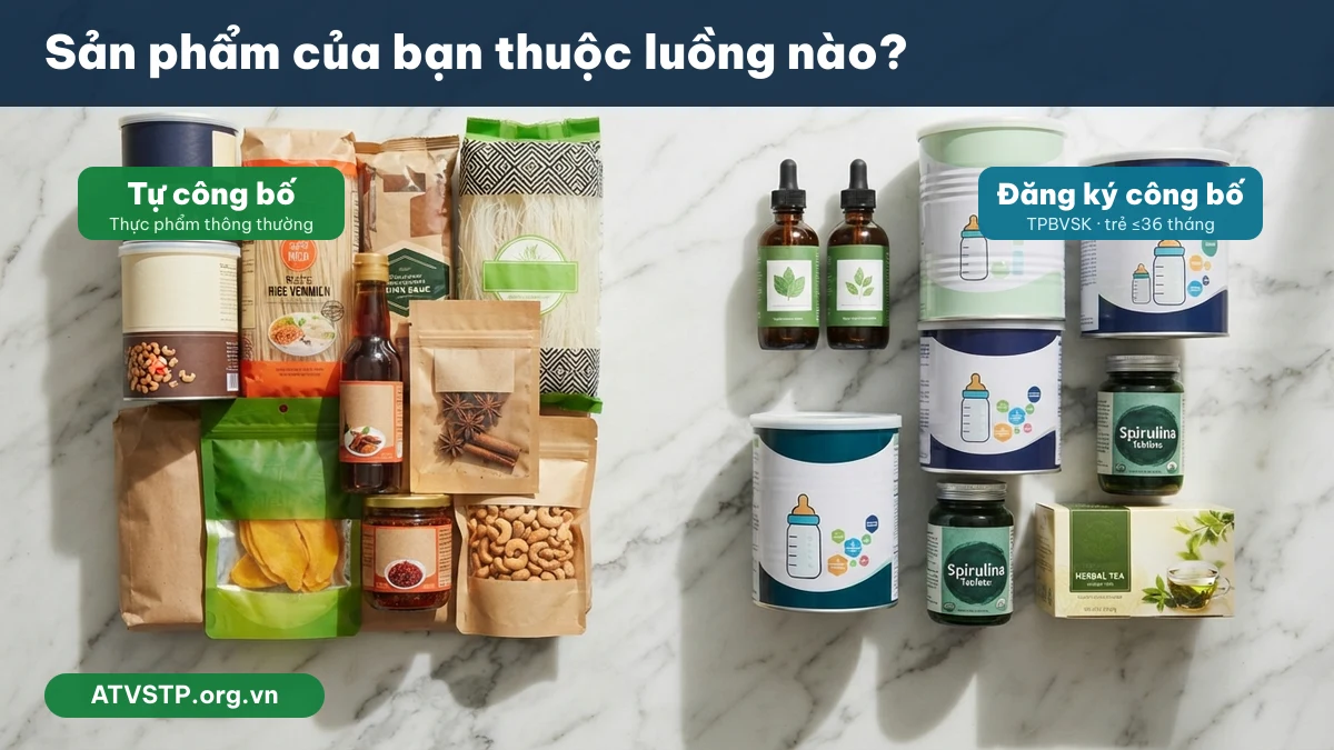 Sản phẩm thực phẩm thuộc luồng tự công bố hay đăng ký bản công bố sản phẩm