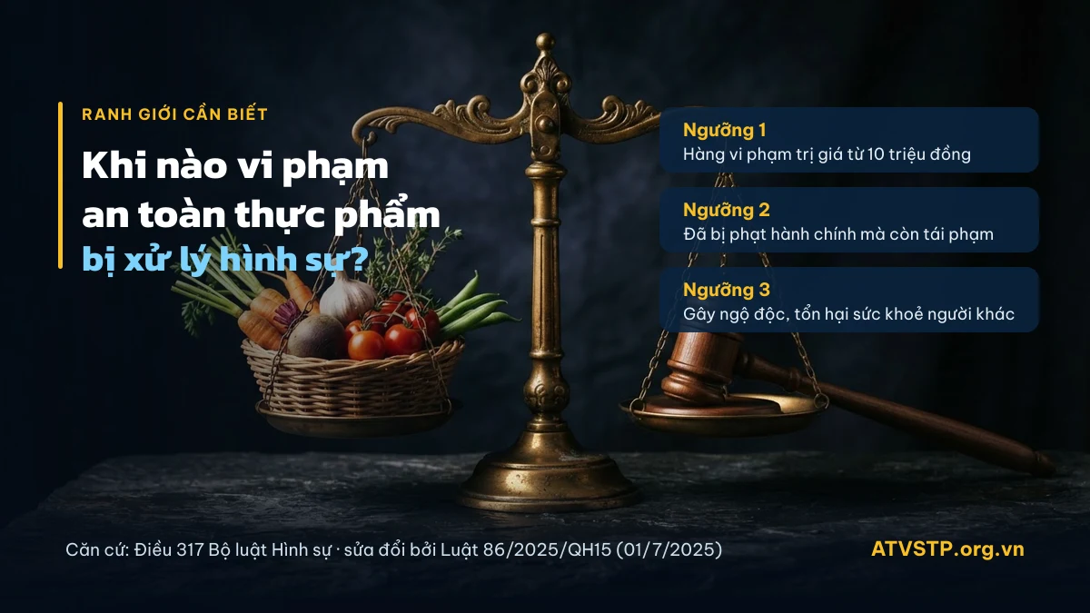 Ranh giới giữa xử phạt hành chính và xử lý hình sự đối với vi phạm an toàn thực phẩm
