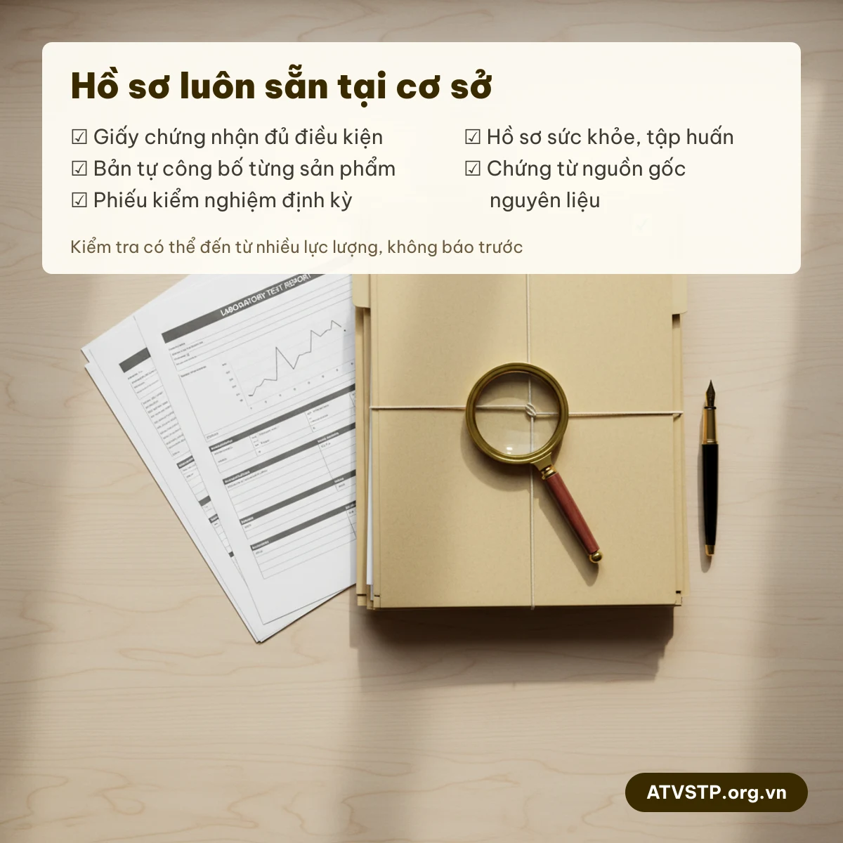 Hồ sơ an toàn thực phẩm cần luôn sẵn tại cơ sở khi bị kiểm tra theo Nghị định 115/2018 và 124/2021