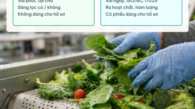 Kiểm rau củ quả ở đâu? Test nhanh tại chỗ và kiểm nghiệm phòng thử nghiệm